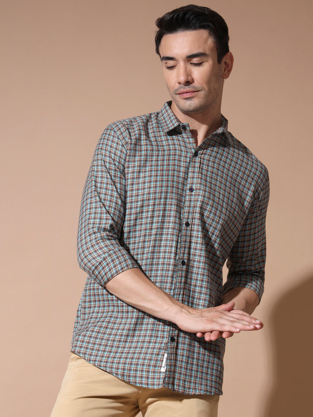 Versatile Brown and Green Check Shirts