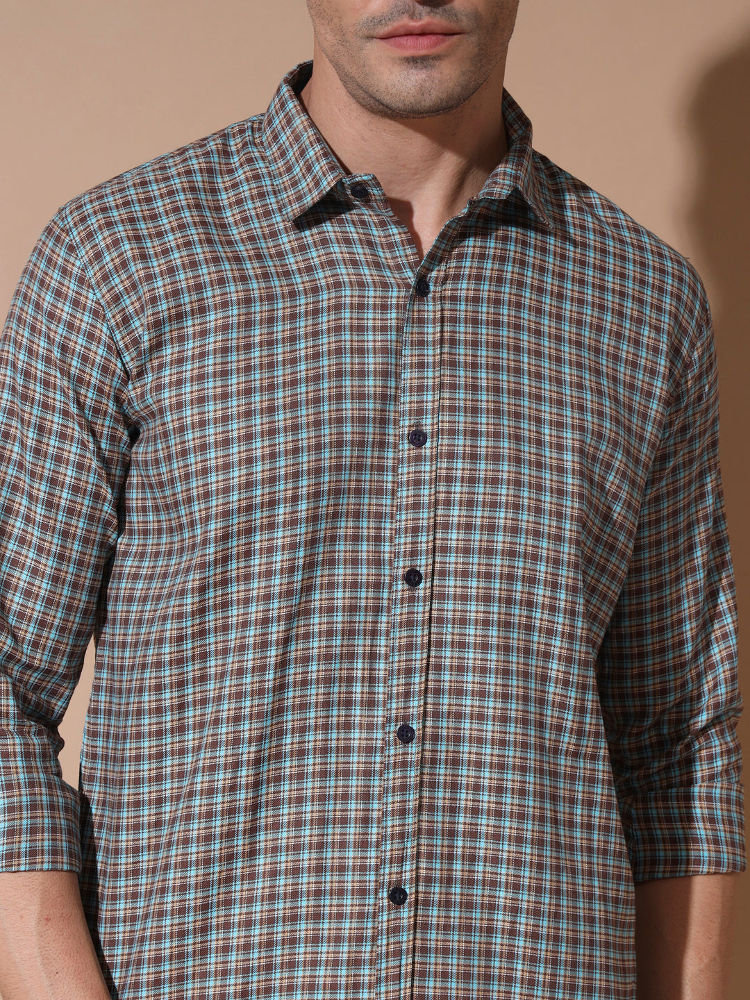 Versatile Brown and Green Check Shirts