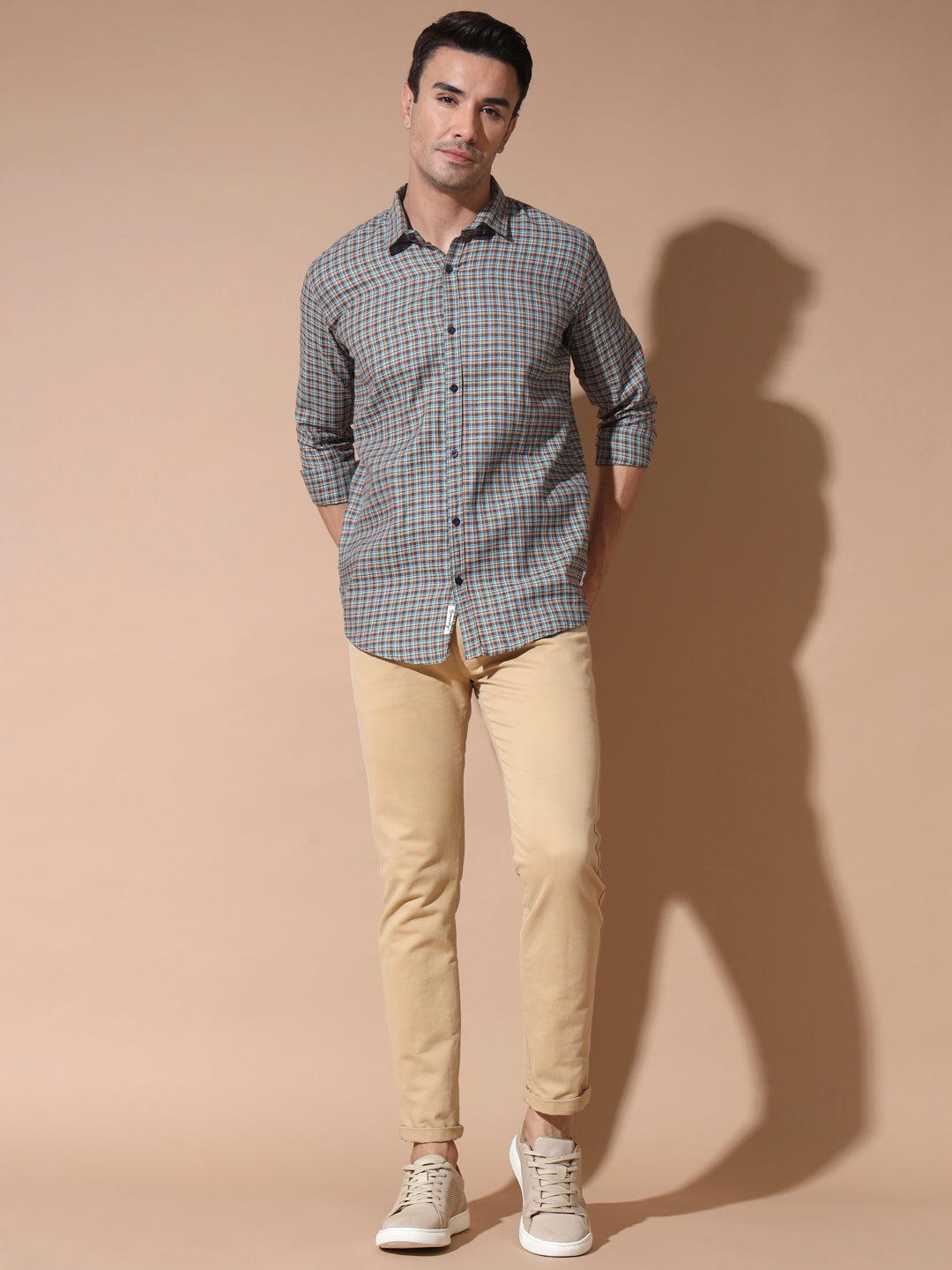 Versatile Brown and Green Check Shirts