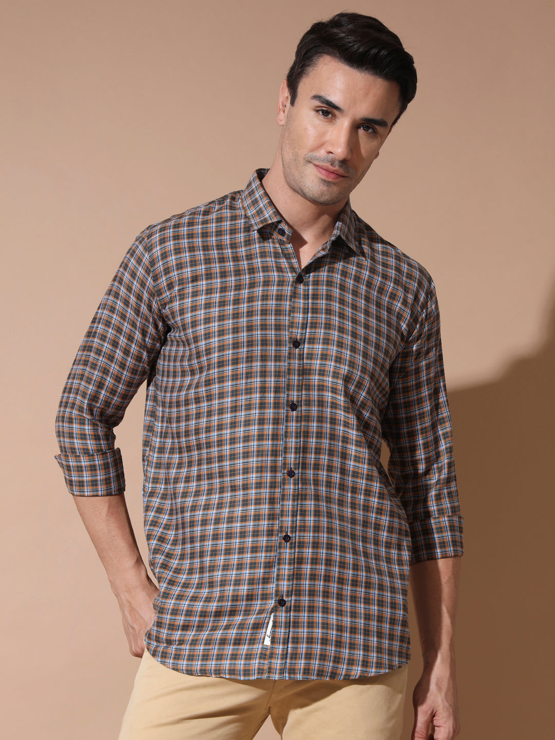 Chic and Stylish Brown Check Shirt