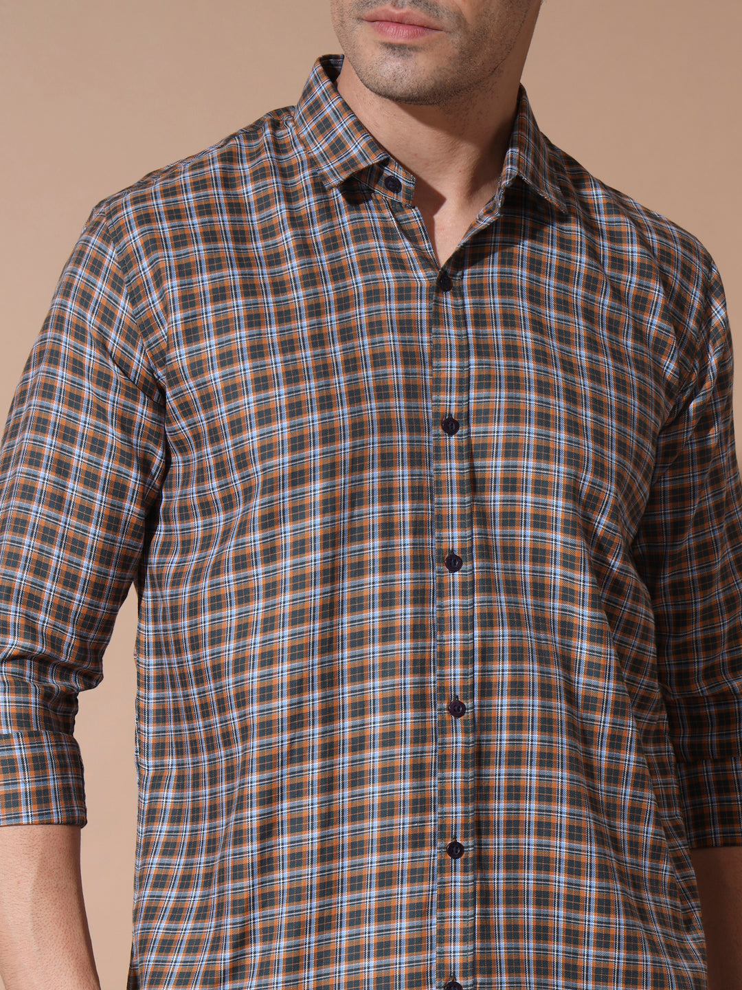 Chic and Stylish Brown Check Shirt
