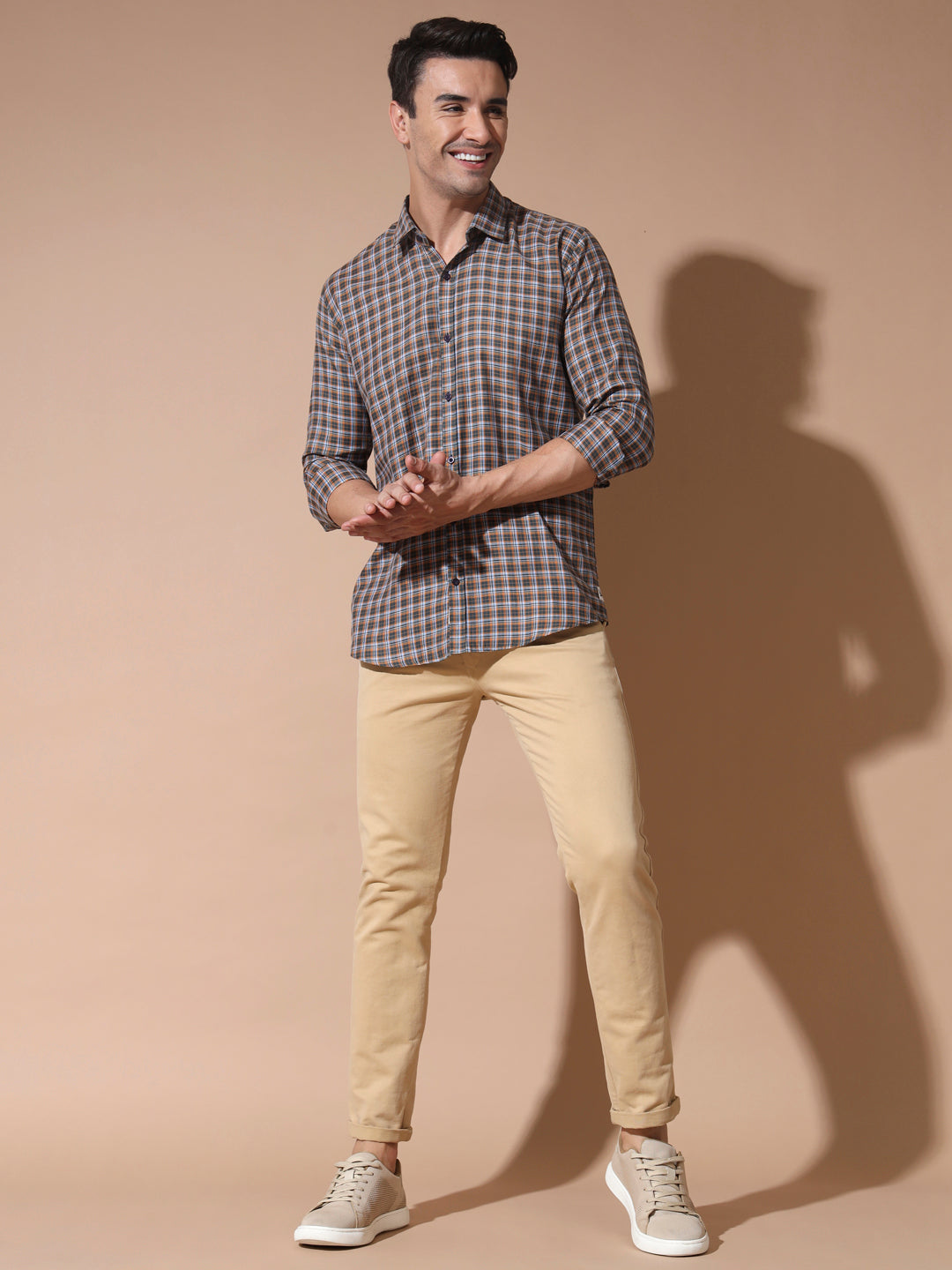 Chic and Stylish Brown Check Shirt