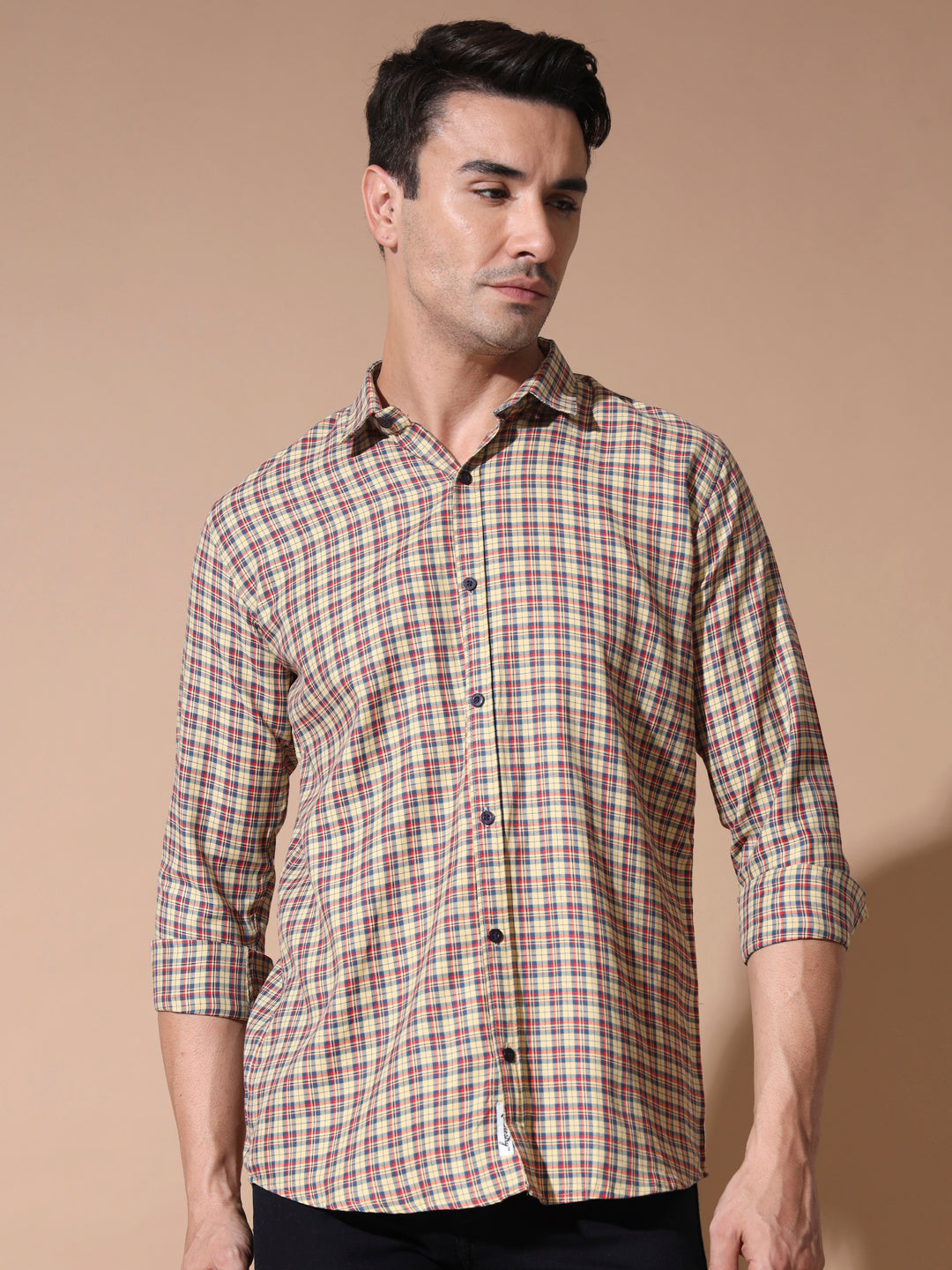 Beige Check Shirt