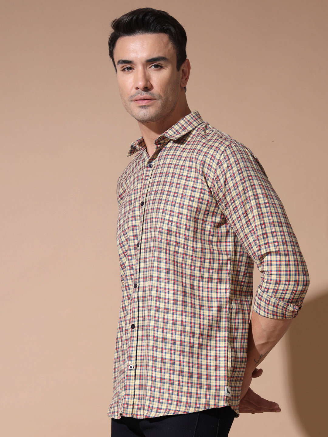 Beige Check Shirt