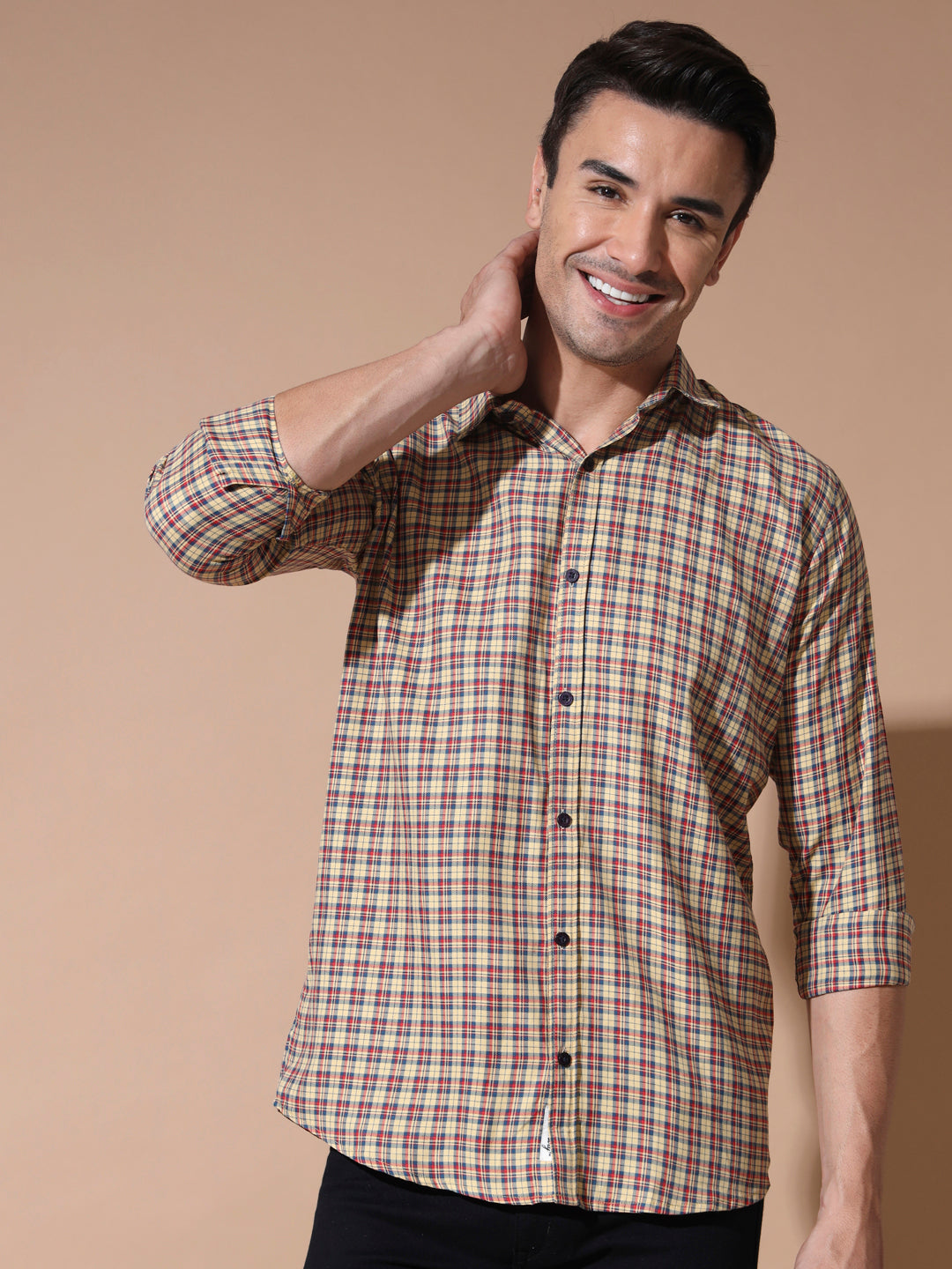 Beige Check Shirt