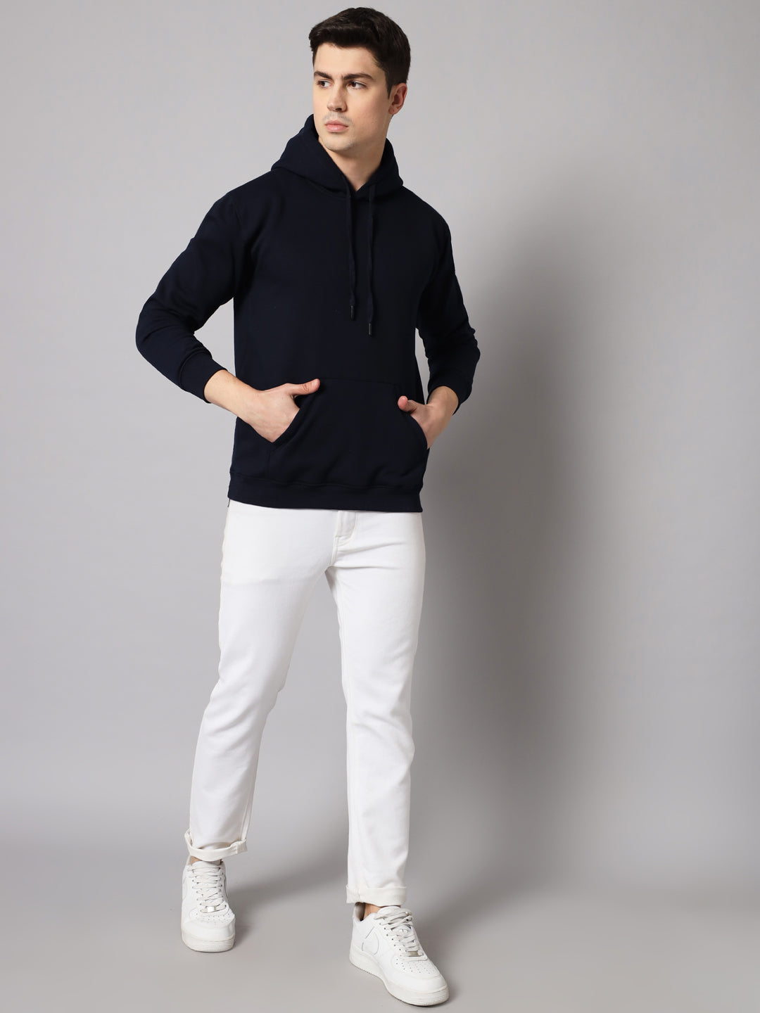 Navy Blue Regular Fit Hoodie