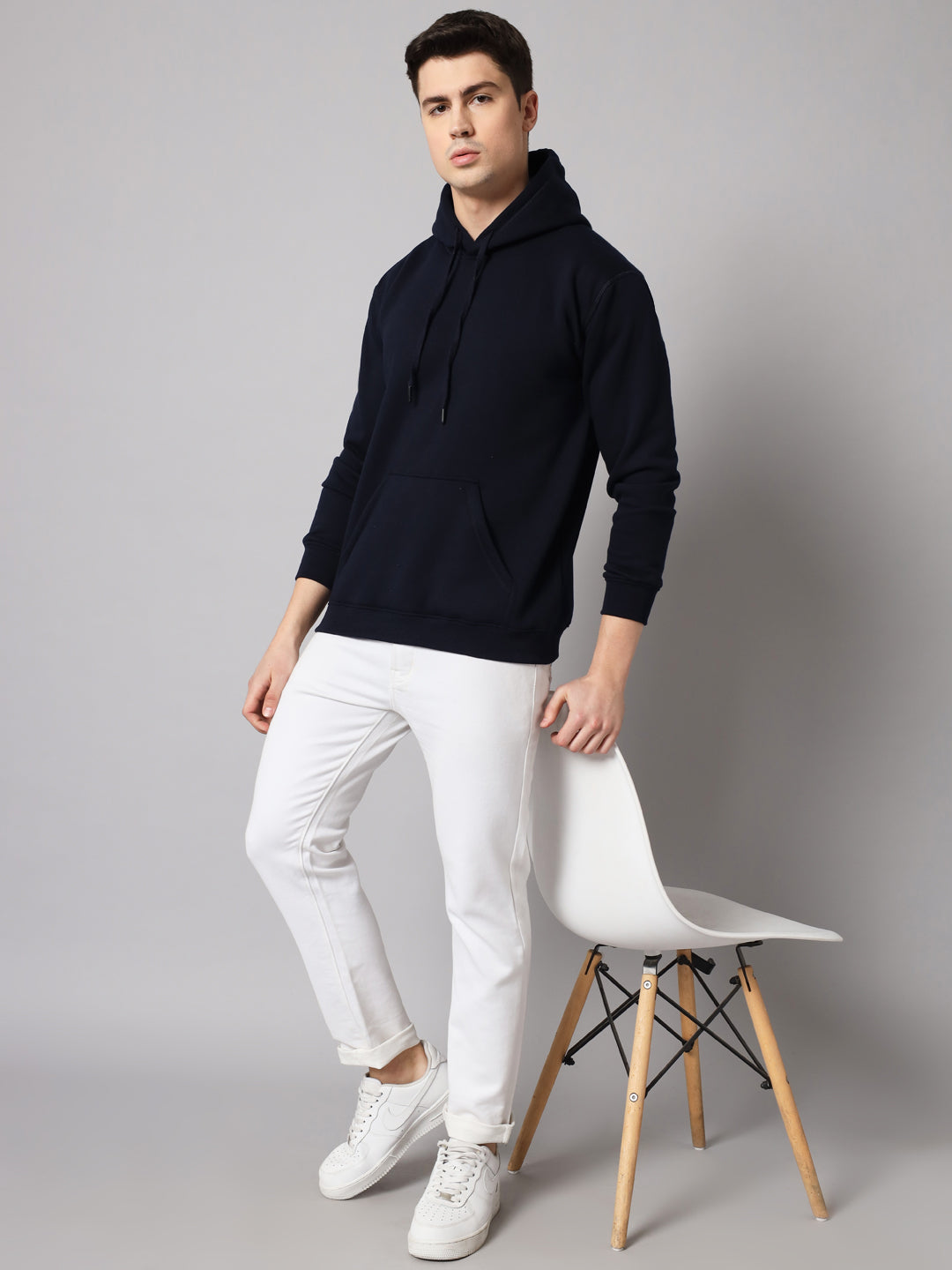 Navy Blue Regular Fit Hoodie
