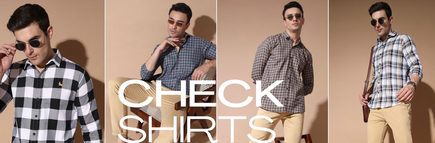 Buy Beige Check Shirt Mens, Beige Check Shirt for Man Online