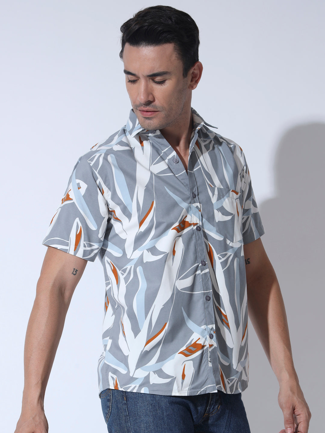 Summer Twig Grayish Printed Shirt