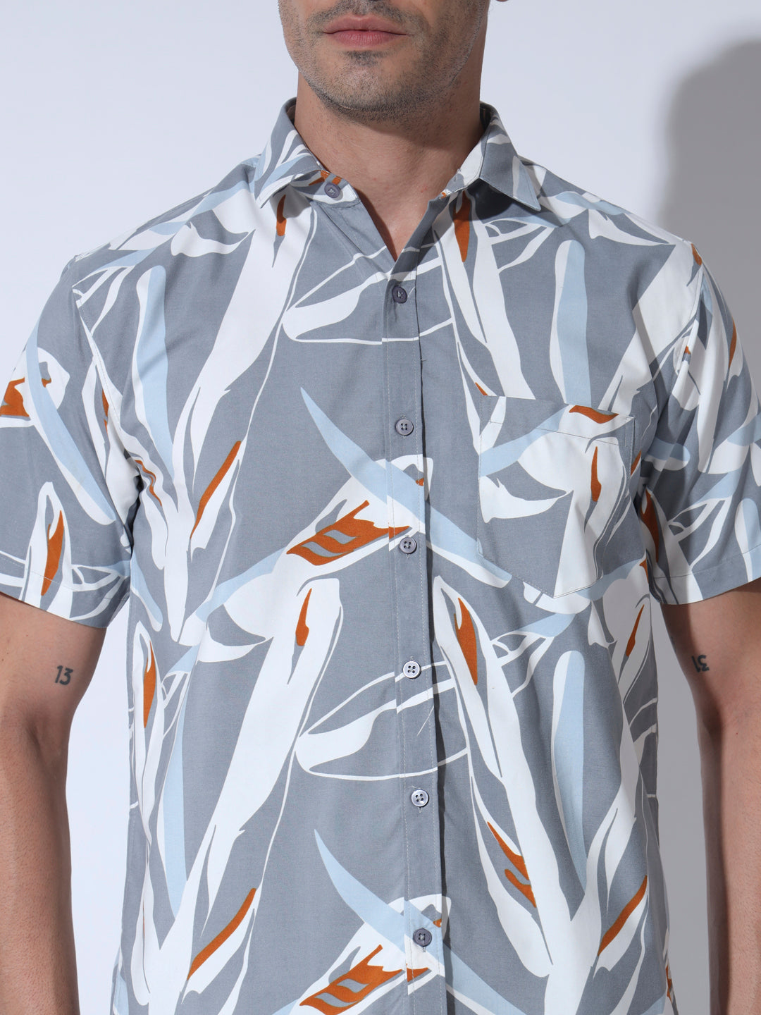 Summer Twig Grayish Printed Shirt