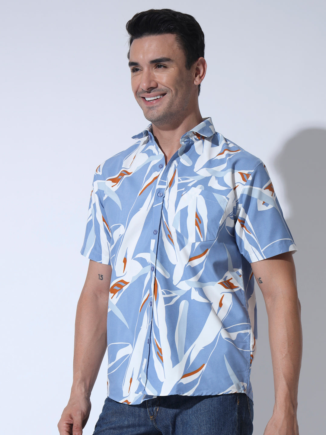 Summer Twig Bluish Printed Shirt