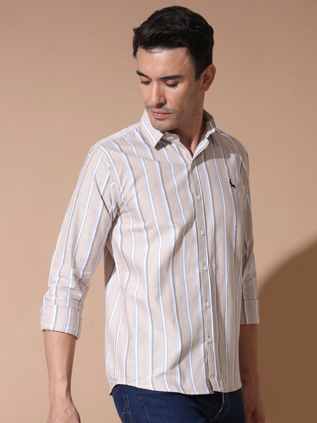 Brown Stripe Oxford Shirts