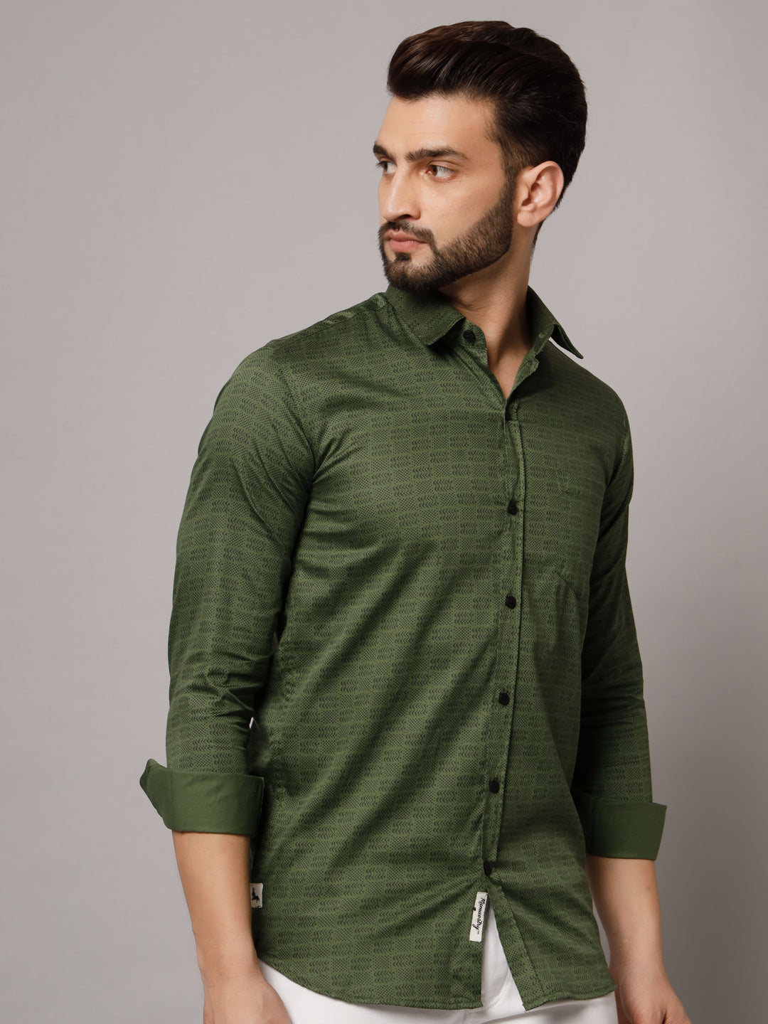 Olive Green Satin Shirt